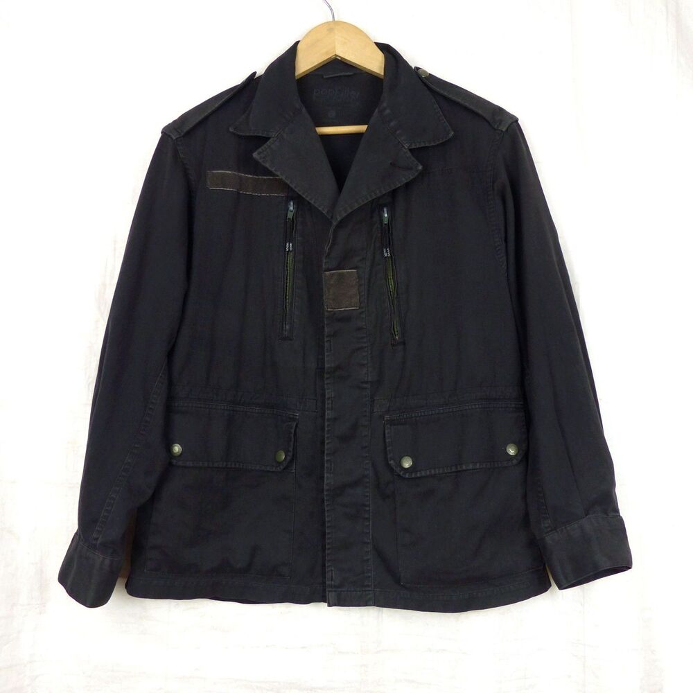Pop Killer Military Field Jacket Womens Large Black Utility Army Cotton Coat